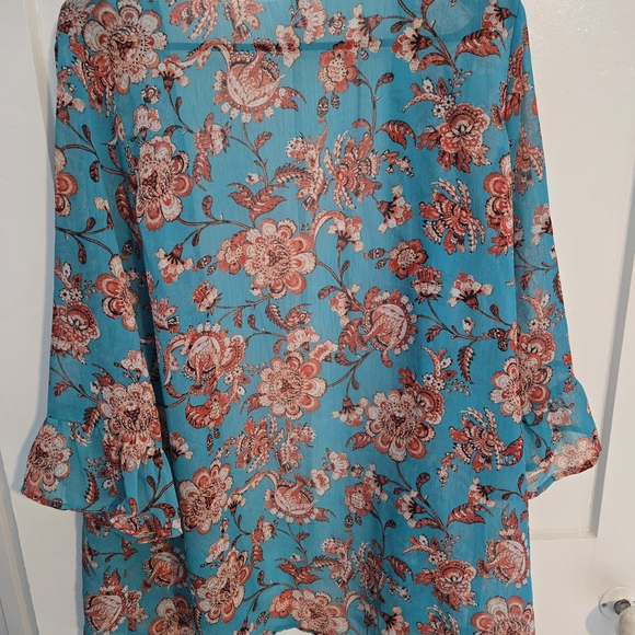 Xhilaration Sheer Cardigan, Size Large, Open Front Ruffle Sleeve - Picture 2 of 3